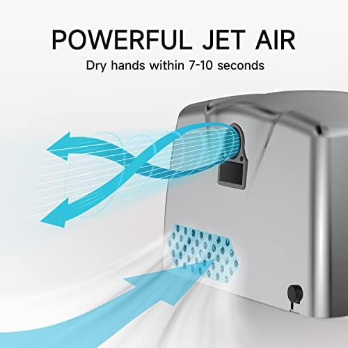 Jetwell 2pack de alta velocidade comercial automático secador de mão - secas de aço inoxidável para serviço pesado - soprador de mão