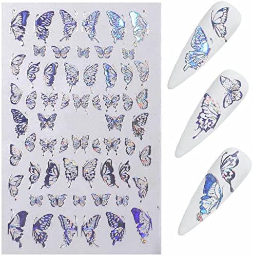 Adesivo de manicure borboleta adesivo 3d adesivo de unha de borboleta Design de borboleta polida de borboleta cobertura completa