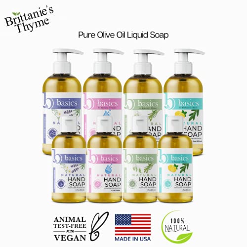 Brittanie's Thyme Basics Natural Oil Azel Hand Soap, 4 fl oz, pacote de 3 crueldade livre, vegano, sem aditivos sintéticos, sem