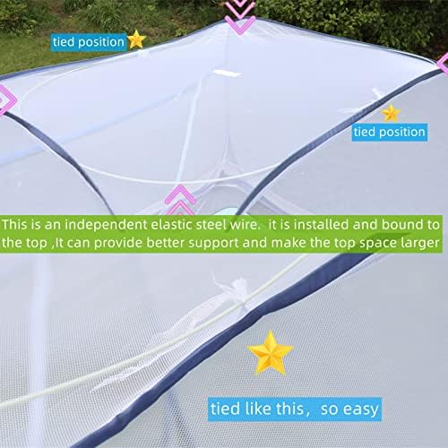 Rede de mosquitos para cama, barraca de rede de mosquito grande, cortinas de tenda de mosquito Pop Up Mosquito, L80