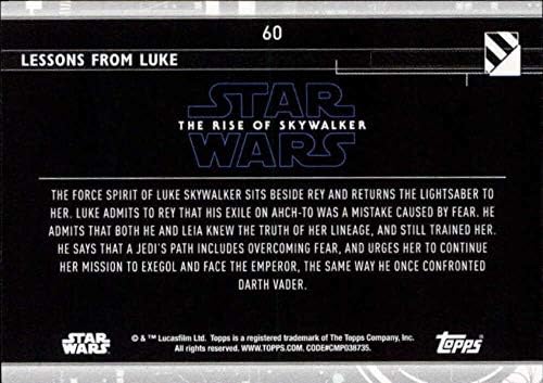2020 Topps Star Wars The Rise of Skywalker Série 2 Azul 60 Lições de Luke Skywalker, Rey Trading Card