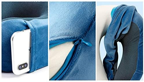 Travesseiro de viagem Hizq, espuma de memória com rebote lento e design ergonômico para proteger a coluna cervical, permitindo que você relaxe no trem ou no avião