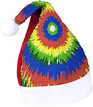 Tie Dye Chapéu de Natal Engraçado Lantejous Cha transa para homens para homens Mulheres Decorações de festas de férias