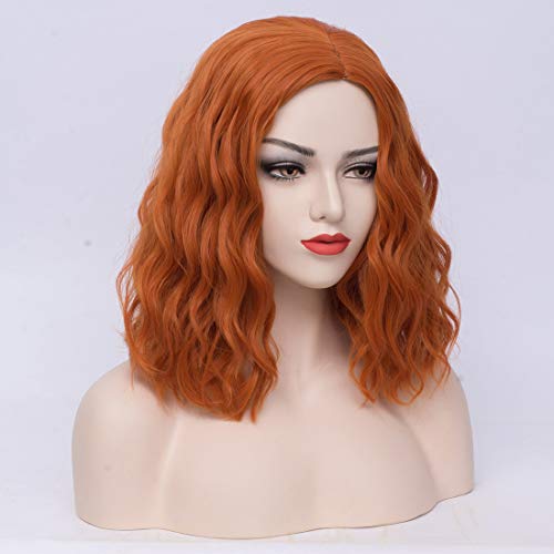 Pattnium 14 polegadas Wig laranja peruca ondulada curta peruca laranja para mulheres garotas comprimento de ombro ginger peruca sintética