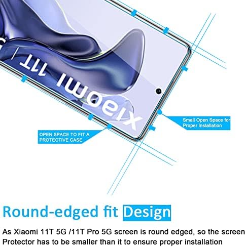 Pacote New'C de 3, protetor de tela de vidro para Xiaomi 11t 5g / xiaomi 11t Pro 5g, anti-arranhão, anticangingprints, sem