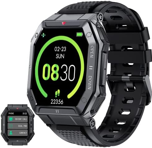 Xaxre Military Smart Watch for Men 1,85 ”Esportes táticos ao ar livre Smartwatch IP67 Impermeável rastreador de fitness