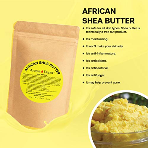 Manteiga de karité africana não refinada 2 lb / 32 oz Amarelo, grau A puro e cru de grau A . Hidratante fresco,