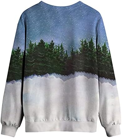 Sweater de Natal feio para mulheres engraçadas fofas fofas de boneco de neve camisetas de manga longa novidade X-mass de