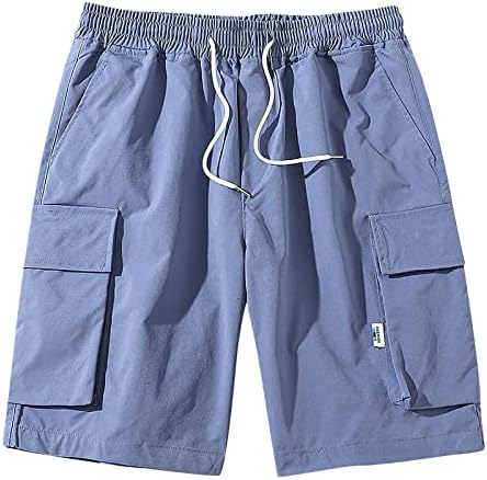 Mens shorts curtos, shorts de carga masculinos soltos casuais casuais com cordão de tração de puxão masculino