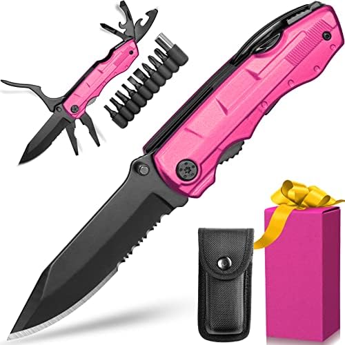 Presentes de aniversário de Zavit para mulheres, esposa, namorada, mãe, melhor amiga, faca rosa multitool - idéias de presentes