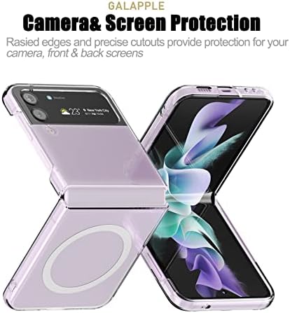Galapple Samsung Galaxy Z Flip 4 Case ， Slim Magnetic Clear Case com pára -choque rígido, compatível com montagem de