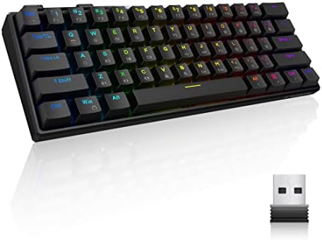 TEZARRE RGB LILHA BENÇÃO 60% Teclado de jogo mecânico, Mini Compact 61 Tectas com fio teclado PC com PBT Pudding Keycaps, totalmente