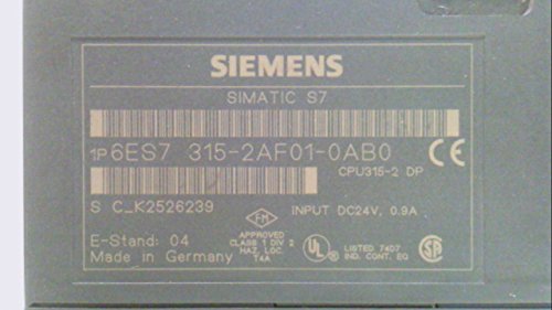 Siemens 6es7 315-2AF01-0AB0, CPU com 24VDC PS integrado, 48kilobyte 6es7 315-2AF01-0AB0 AR