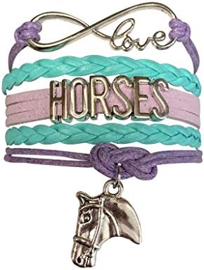 Pulseira de charme de cavalos, jóias equestres de amantes de cavalos - Pony Infinity Ajuste Pulseira para mulheres, adolescentes e