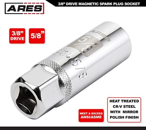Ares 11020-5/8 polegadas 3/8 de polegada soquete de vela de ignição magnética - ímã poderoso retém velas de ignição - aço