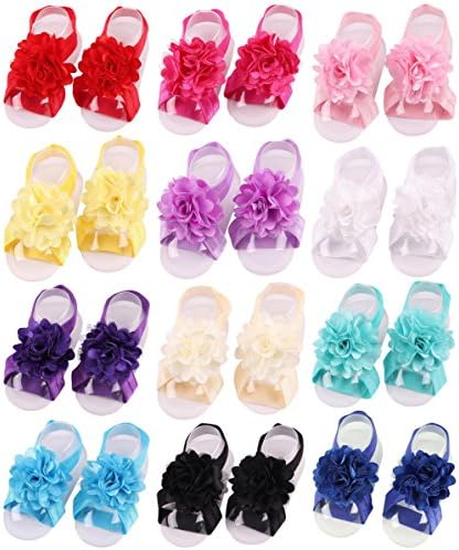 Toptim Baby Girl's Barefoot Sandals Flower para crianças recém -nascidas