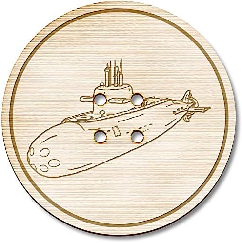 Azeeda 3 x 38mm 'submarino militar' Botões de madeira redondos