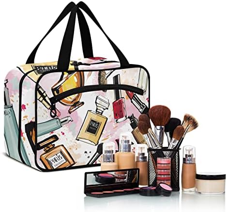 Bolsa de higiene pessoal fuluhuapin de batom para mulheres, bolsa cosmética de maquiagem resistente à água com gancho suspenso, organizador