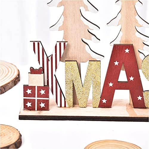 Decorações de Natal nas próximas tempos Decorações de letras de madeira Elks Glitter Christmas Home Table Decorações