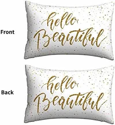 Capa de travesseiro de retongelo de Mugod Tampa de ouro Glitter Motivacional Hello lindo, decorações de almofada para sofá