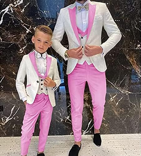 Saroulu Boys Terno formal Wedding Tuxedo 3 peças calças florais colete de colete infantil blazer
