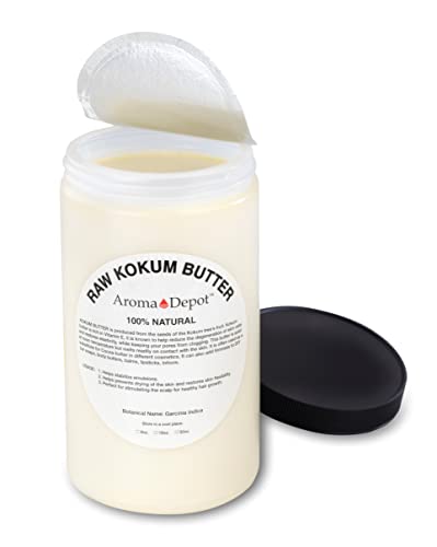 Aroma Depot 2 lb. Raw Kokum manteiga de Kokum, ótima para pele, corpo e cabelo. puro I Natural I Pressado frio