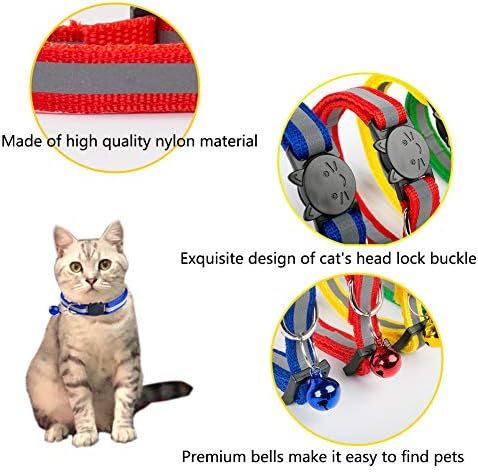 TCBOYING Breakaway Cat Collar com Bell, colares de gatinhos de gato reflexivo - colares de estimação de tamanho ideal para