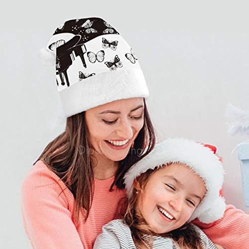 Chapéu de Papai Noel de Natal, piano Butterfly Xmas Holiday Hat para adultos, Hats de Natal de Comfort Unisex Comfort