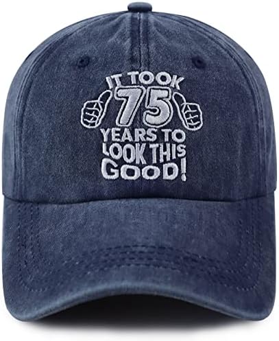 Xucamty Levou 75 anos para olhar esse bom chapéu, algodão ajustável bordado 75º Birthday Gifts Baseball Cap for Men Women
