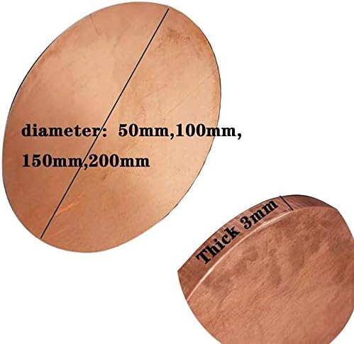 Folha de latão Huilun Placa de cobre pura placa redonda Material de corte de placa de corte espessura de 3 mm de diâmetro100 mm de