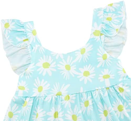 Vestido de verão de verão, vestido de vestido de verão floral de praia floral, vestido de princesa em camadas com manga de