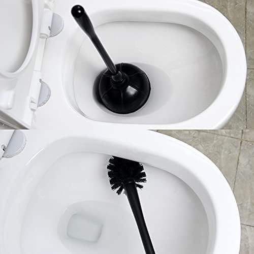 Casaphoria Hallet êlolo e escova de tigela combinando para limpeza de banheiro, acessórios para o banheiro, preto escuro, 2 conjuntos
