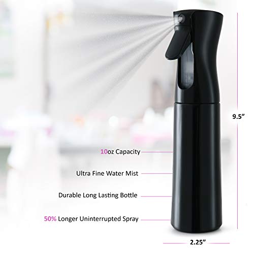 Dilabee névoa contínua Farruge de spray preto vazio para cabelos - Qualidade do salão 360 pulverizador de névoa de água -