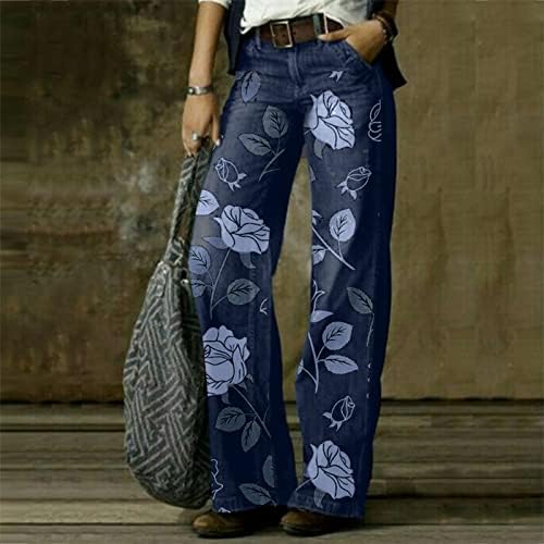 Miashui plus size calça feminina womens moda casual casual lear perna largo jeans jeans jeans calças