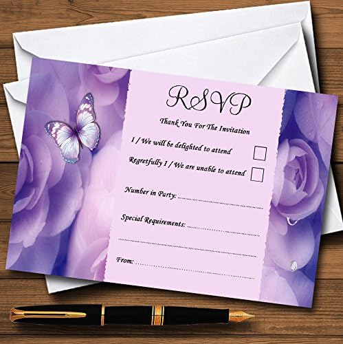 Cartões RSVP personalizados de borboleta lilás