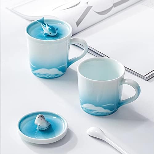 Copa de café Cup de caneca de cerâmica de café xícara de leite xícara de água em casa escritório xícara de chá com tampa e colher