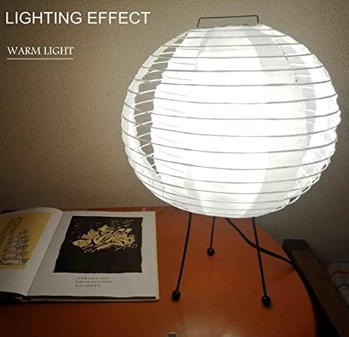 Safariwadi Lâmpada de papel branca Lâmpada de papel japonês lanterna redonda lâmpada de cabeceira lâmpada de mesa