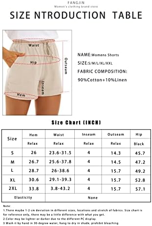 Fangjin Womens verão Casual Casual Casual Cantura Bolsa lateral Bolsas laterais Linho de algodão Athletic Pant Size S-xxl