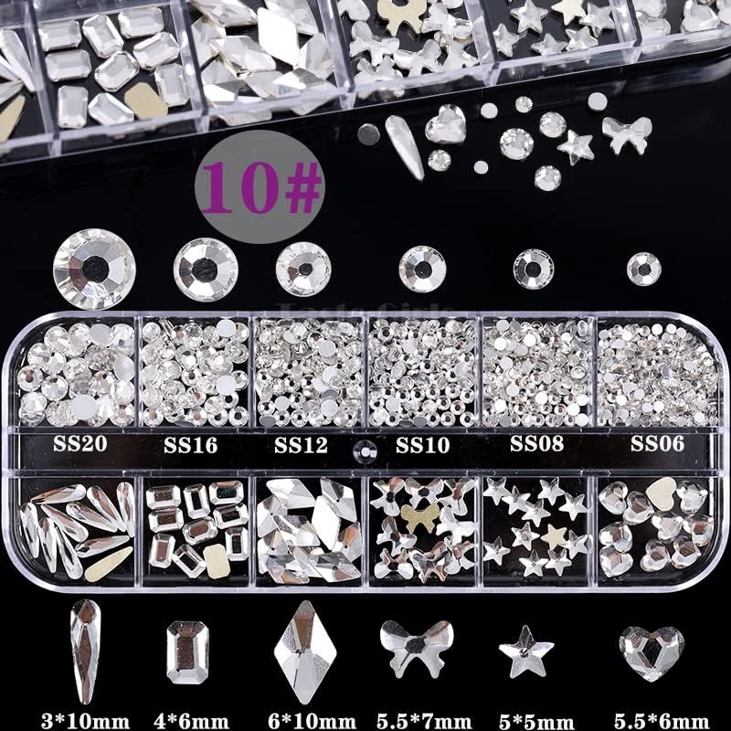 1200/660pcs misturam redondo de champanhe de forma múltipla em cores brancas ablas de diamantes planos de diamantes de