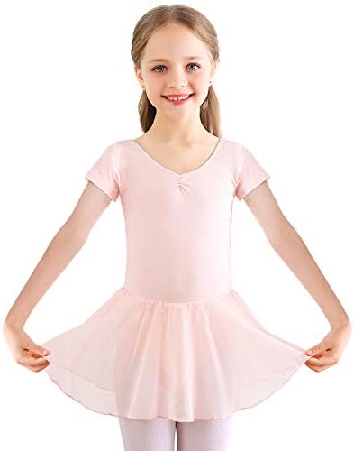 Legras de balé de Eastbuddy para meninas vestido tutu tutu colleta de manga curta/longa com saia 4-13 anos