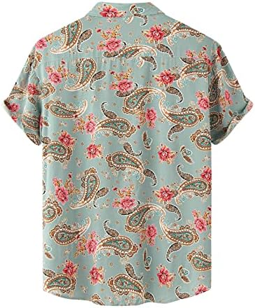 Camisas de praia masculinas de verão camisa de moda masculina top top de tamanho grande botão de lapela de manga curta camisa de moda