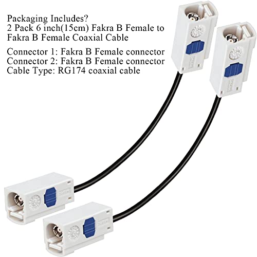 Tuolnk 2 pacote de 6 polegadas fakra B fêmea branca a fêmea de cabos de cabos de cabos de tigelo