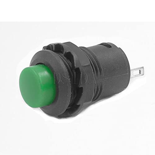 10pcs mini botão redondo pequeno, troca de botão de auto-bloqueio verde Atrodução ON/OFF 12mm 3A 125V 1.5A 250V AC