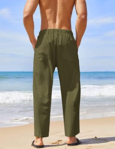 Coofandy masculino de linho de algodão masculino casual Hippie Yoga Beach Calça