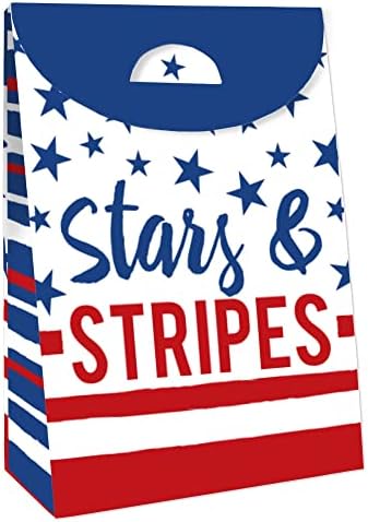 Big Dot Of Happiness Stars and Stripes - Gift Patriótico Sacos - Caixas de Goodie de festa - Conjunto de 12