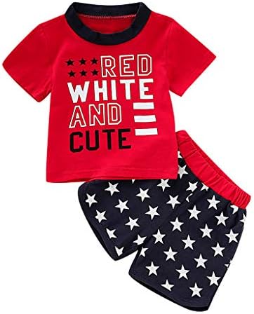 Kehen-Infant Baby Toddler Boy Summer Roupos de verão 4 de julho T-shirt de manga curta + estrelas shorts conjuntos casuais