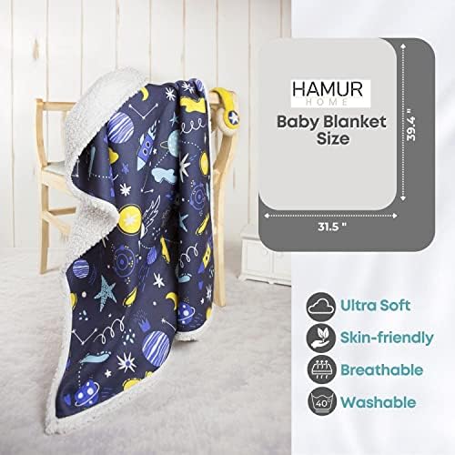 Hamur Ultra-Soft Fleece Sherpa Clanta de bebê para meninos e meninas Reversível Cobertores de criança de pelúcia celestial