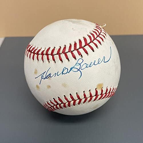 Hank Bauer Yankees assinou o OAL Baseball Auto com o holograma B&E - coloração - Bolalls autografados