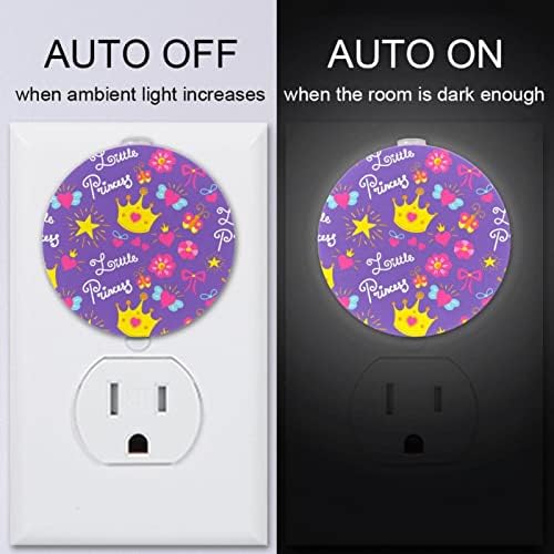 2 Pacote de plug-in Nightlight LED Night Light Princess Purple com sensor do anoitecer para o quarto para o quarto de crianças, viveiro,