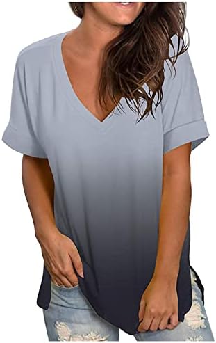 Grey Ladies Roupas Trendy y2k manga curta algodão vneck top tee camiseta de verão camisa casual para meninas adolescentes 3r 3r